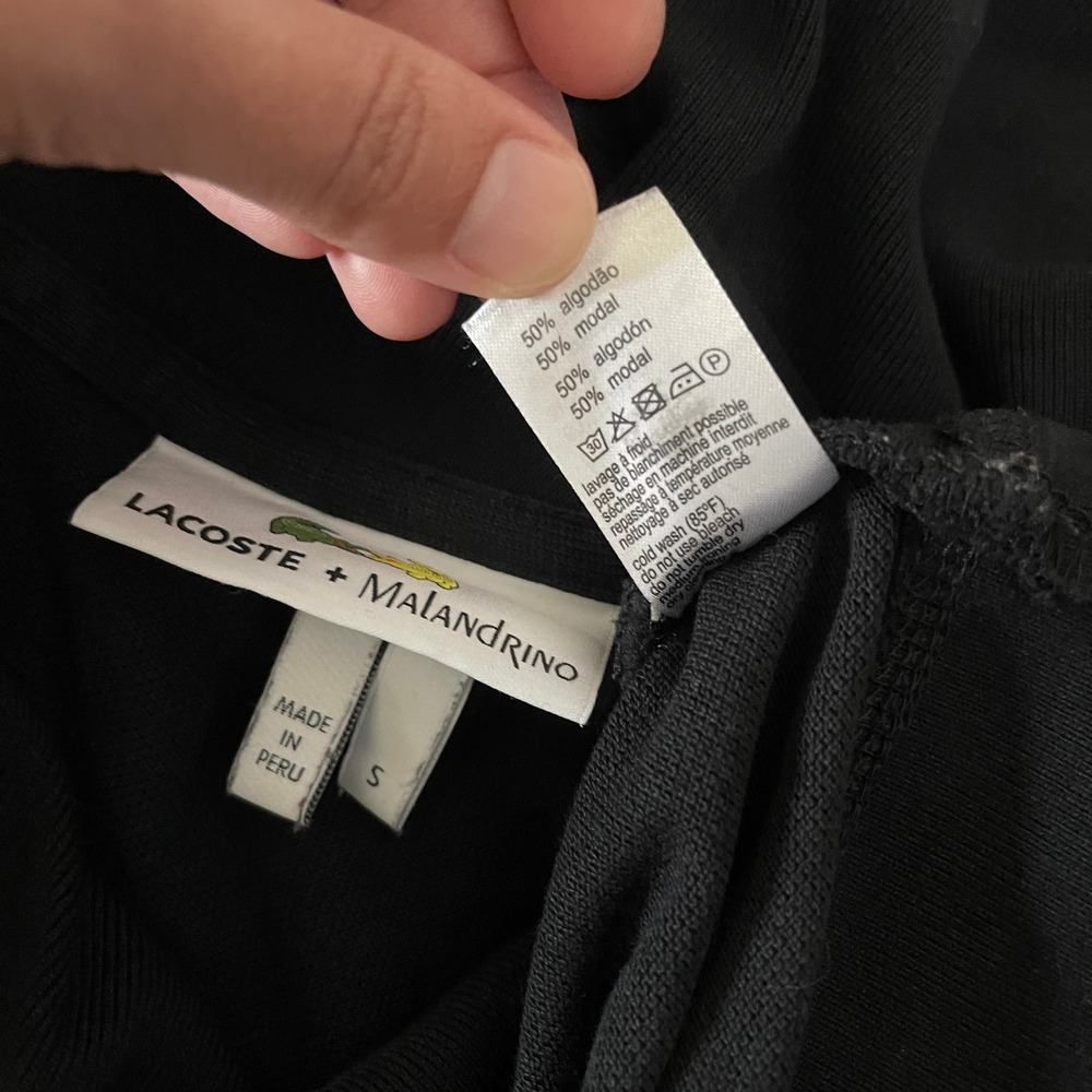 Lacoste + Malandrino Womens Black Cotton Modal Button Shoulder Tunic Dress S - Picture 6 of 8